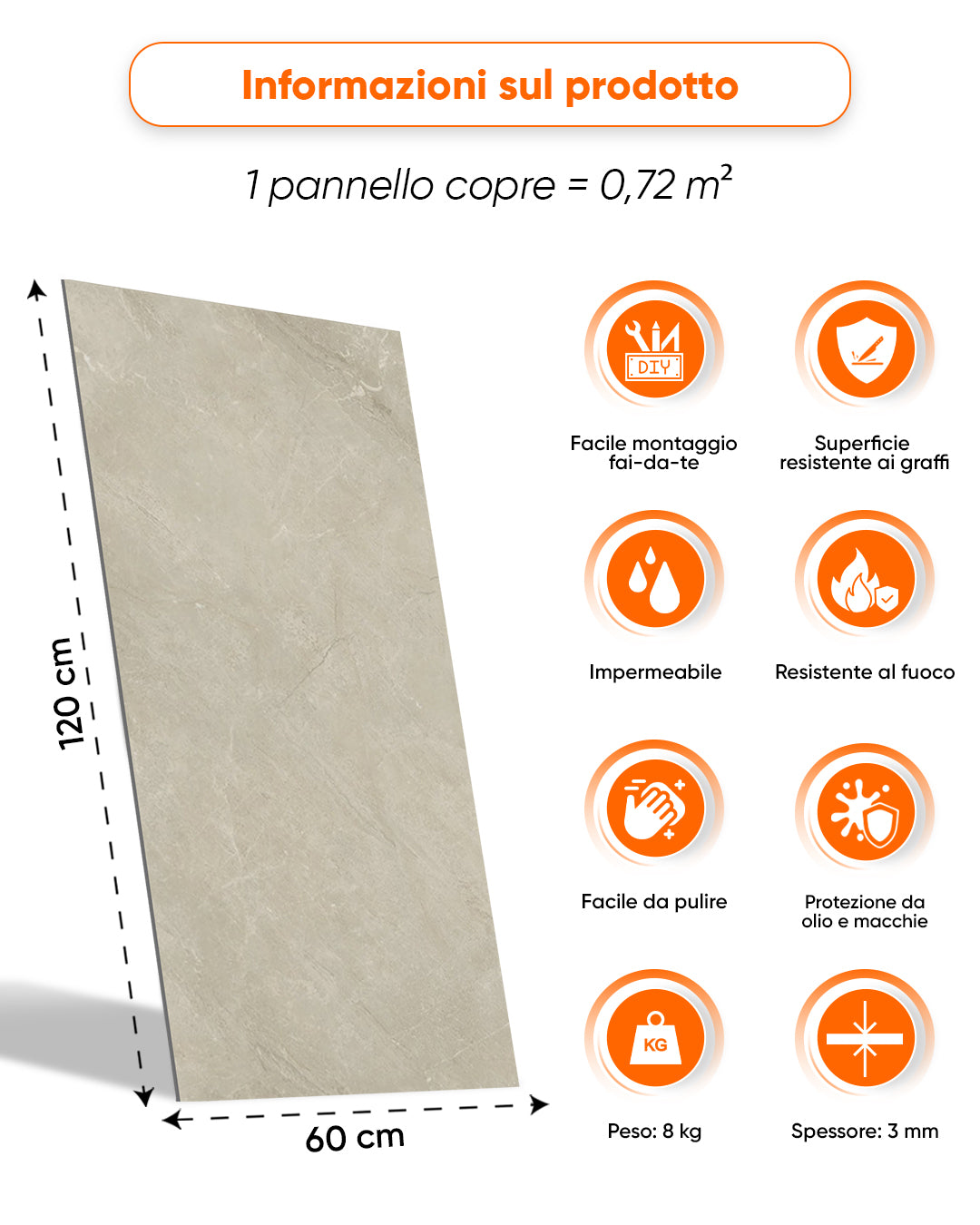 Pannello da parete SPC Grigio 60x120 cm – Sandstein Beige