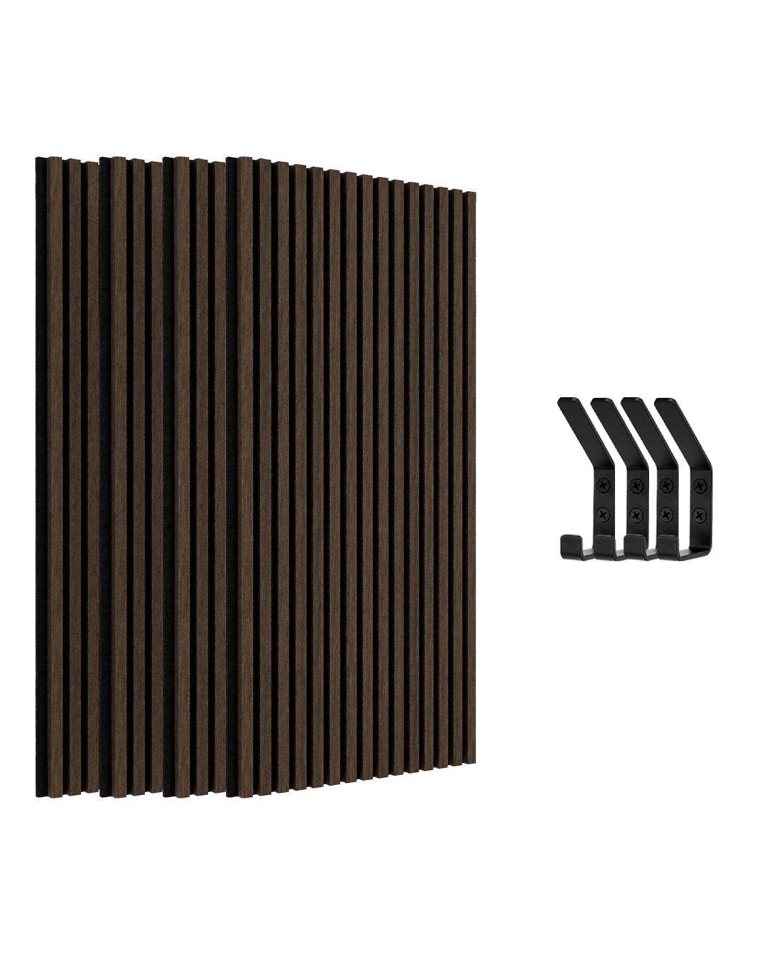 Pannelli Acustici da Parete in Feltro – Set da 4 – 120×60×2,1 cm – Smoke Walnut