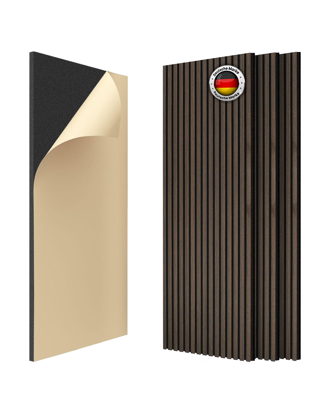 Pannelli Acustici da Parete in Feltro – Set da 4 – 120×60×2,1 cm – Smoke Walnut