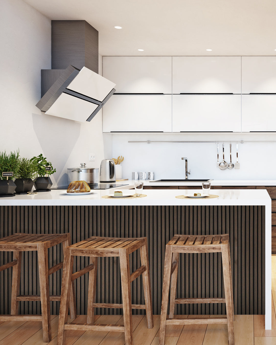 Pannelli Acustici da Parete in Feltro – Set da 4 – 120×60×2,1 cm – Smoke Walnut