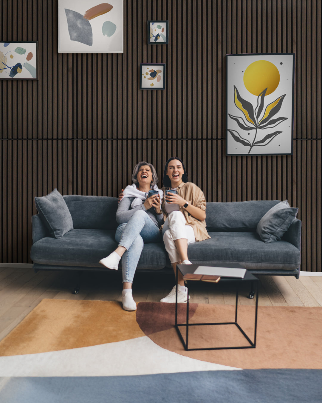 Pannelli Acustici da Parete in Feltro – Set da 4 – 120×60×2,1 cm – Smoke Walnut