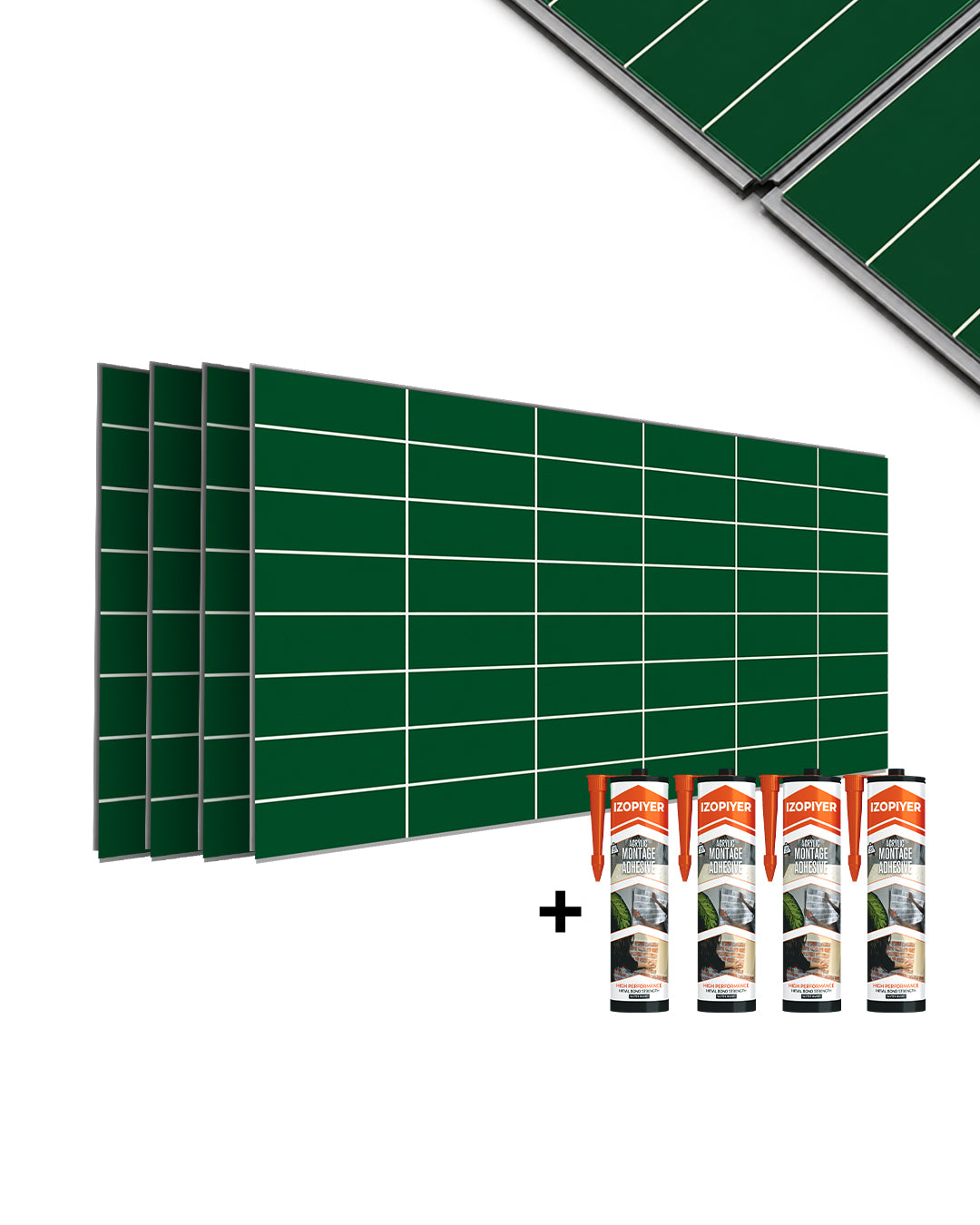 Pannello da parete SPC 60x120 cm | Rivestimento murale impermeabile | Tiefe Grünlinie