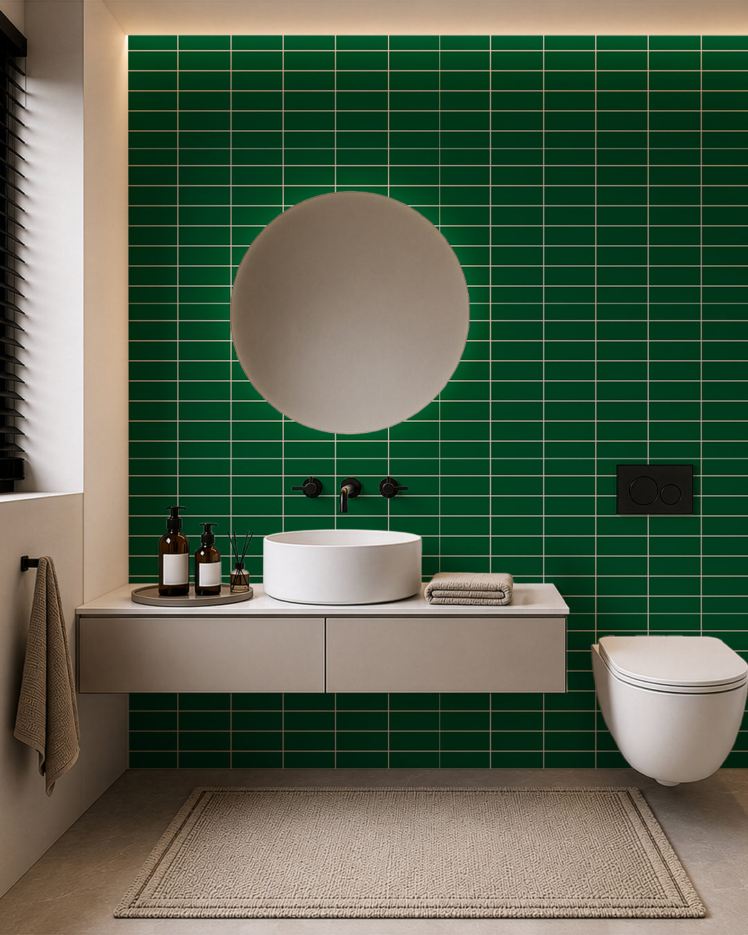 Pannello da parete SPC 60x120 cm | Rivestimento murale impermeabile | Tiefe Grünlinie