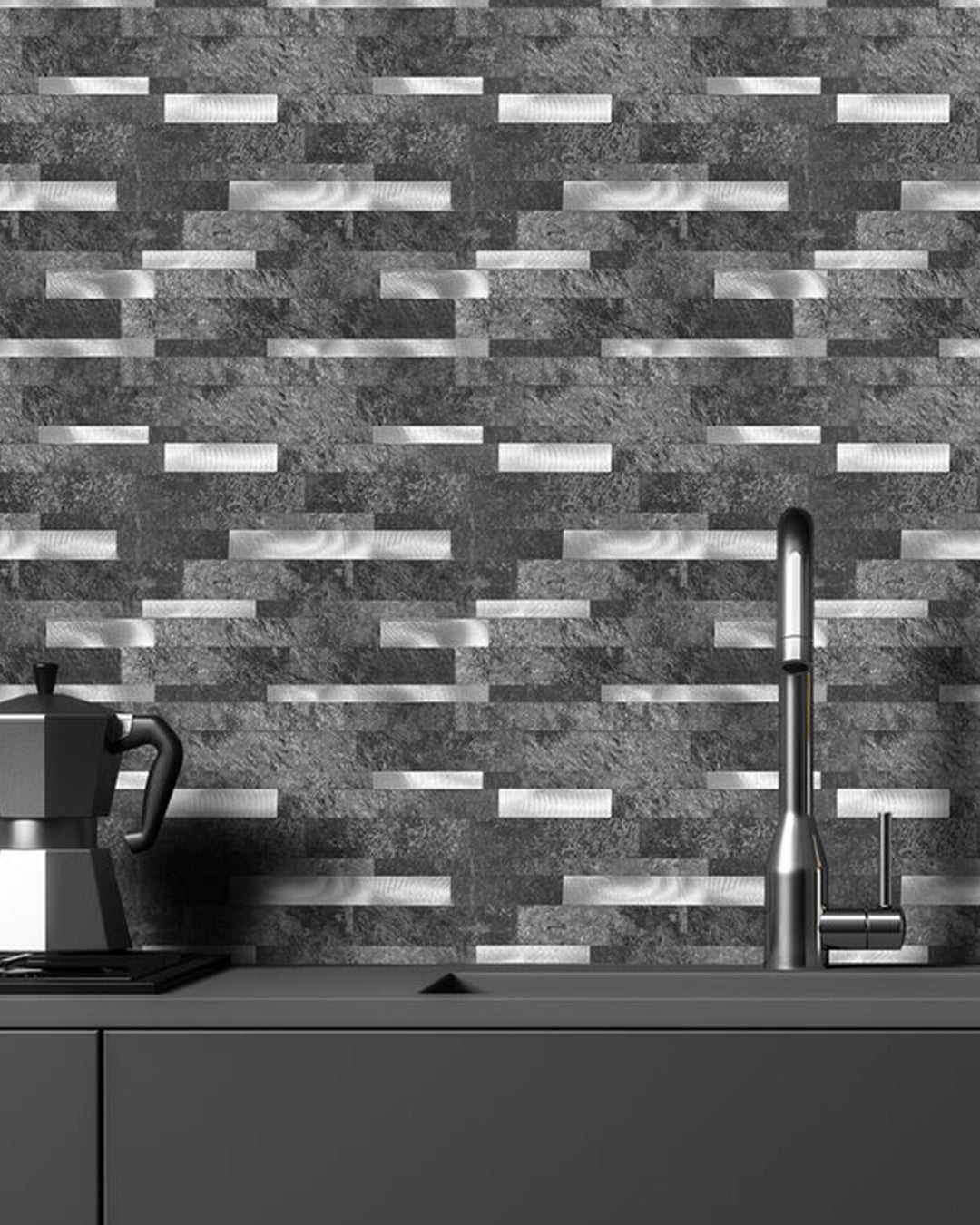 Rivestimenti in mosaico Rivestimenti autoadesivi | Modern Grey-White Mosaics WJS-3166