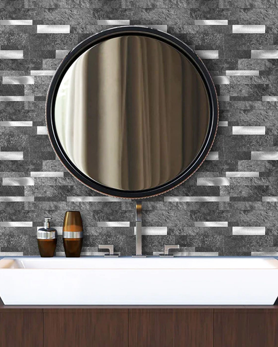 Rivestimenti in mosaico Rivestimenti autoadesivi | Modern Grey-White Mosaics WJS-3166
