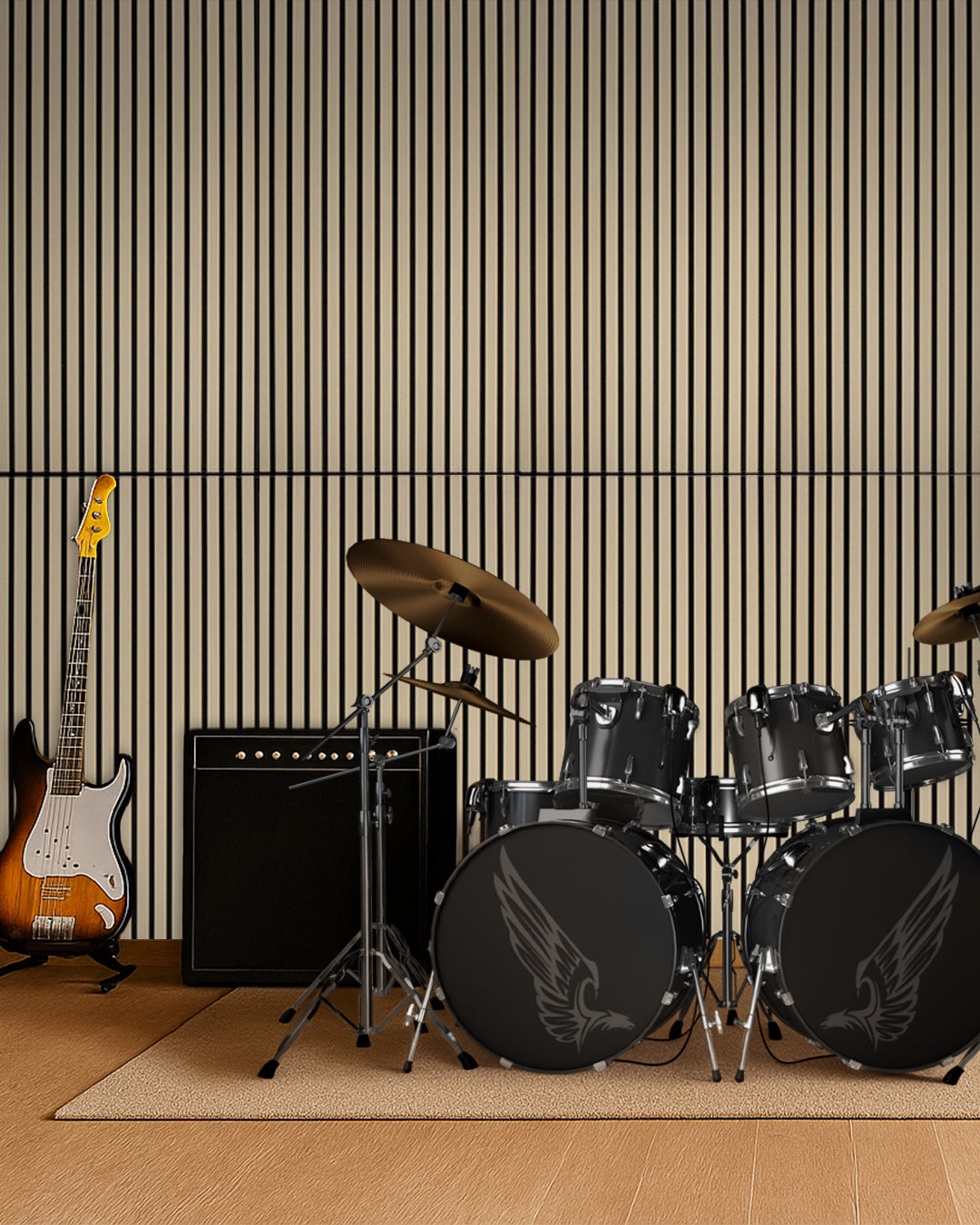 Pannelli Acustici da Parete in Feltro – Set da 4 – 120×60×2,1 cm – White Oak