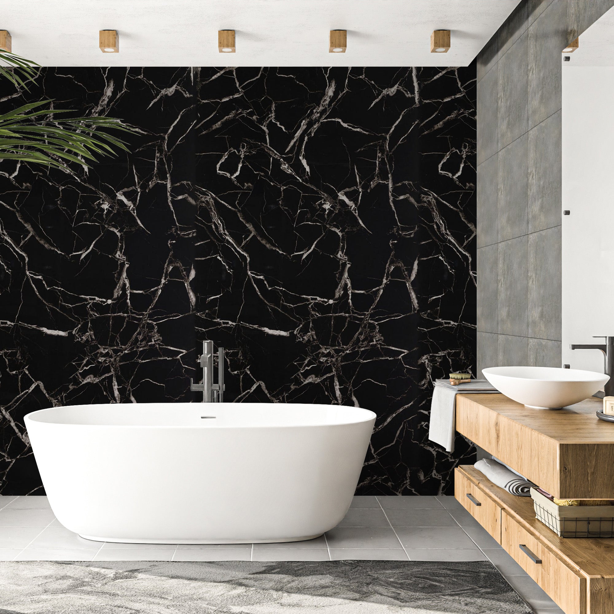 Alternativa in marmo alle piastrelle del bagno/ Black White