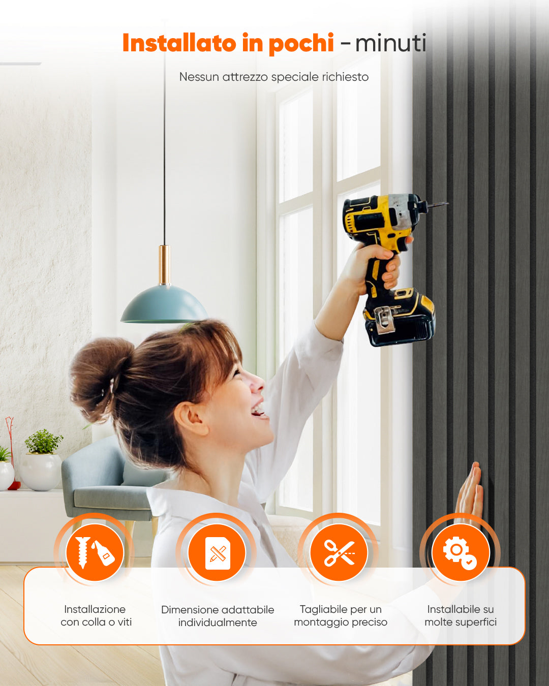 Pannello murale acustico in legno 3D set da 2 – Basalt