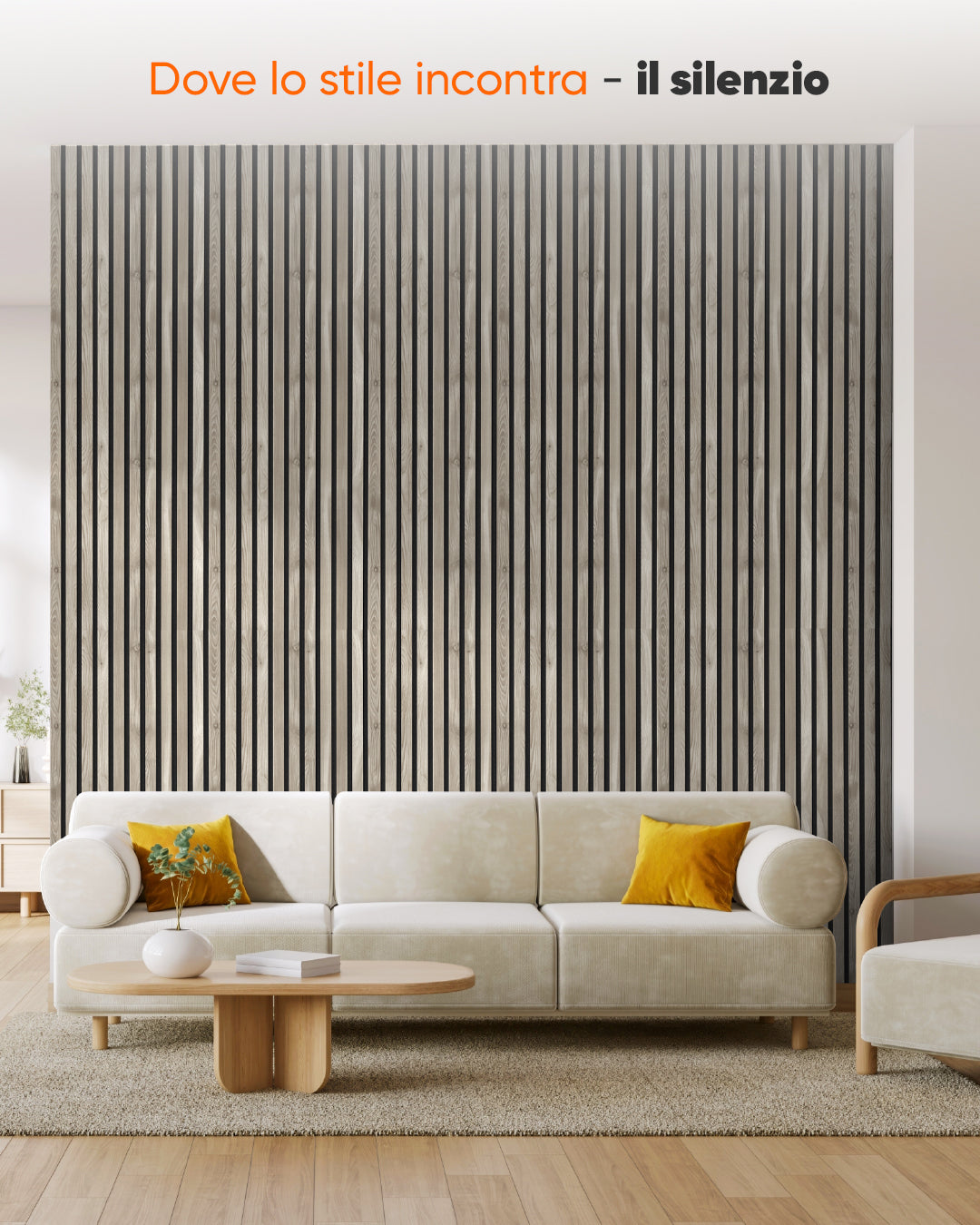 Pannello murale acustico in legno 3D set da 2 – Sand Grey